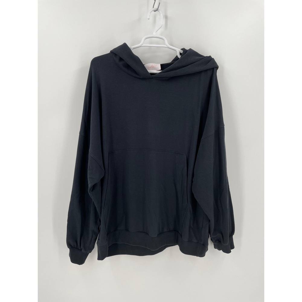 Selkie Black Pillow Hoodie 1X Black Modal Blend Oversized Pullover Sweatshirt